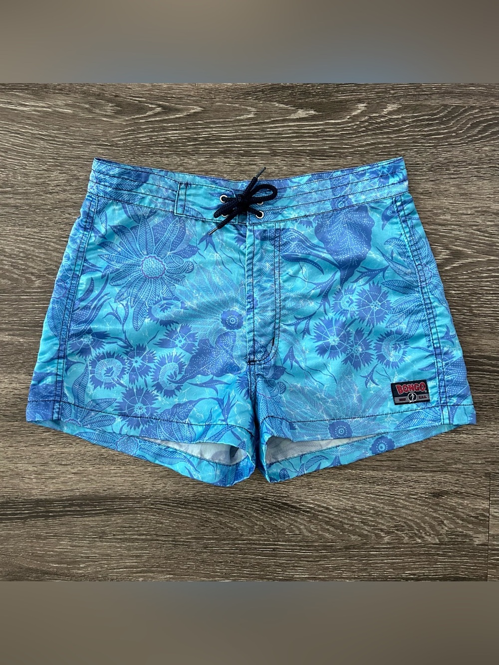Vintage Bongo Blue Floral Board Shorts Juniors 7 Surf 90s Y2K Beach Coconut Girl